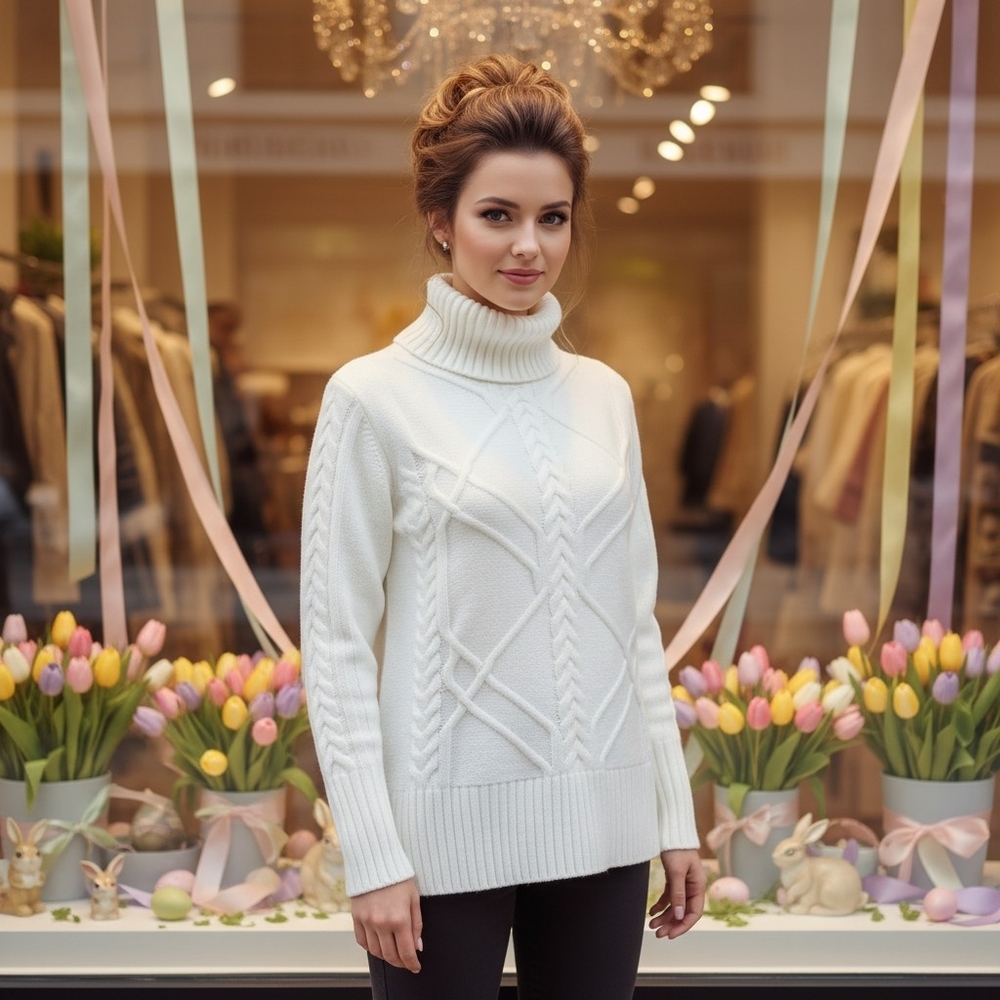 Simply Vera Vera Wang Ivory Cable‑Knit Turtleneck – Winter Knit Sweater Size PXS